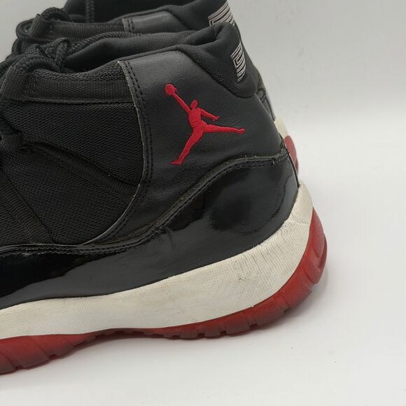 Air Jordan 11 XI Bred Retro 2001 Shoes Mens 10.5 Black Red Playoffs 136046-061 main image 10